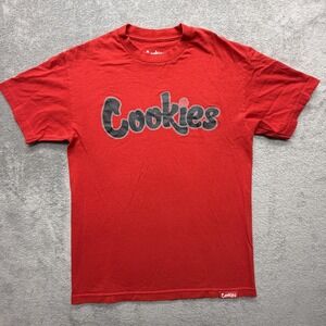 Cookies Shirt Mens‎ Medium Red Logo Graphic Streetwear Tee Cotton Tagless Casual